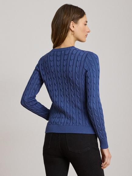 Lauren Ralph Lauren Cotton Blend Cable Knit Cardigan - view 2, Inky Blue
