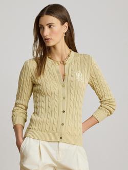 Lauren Ralph Lauren Cotton Blend Cable Knit Cardigan, Canyon Sand