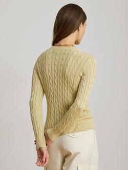 Lauren Ralph Lauren Cotton Blend Cable Knit Cardigan - view 2, Canyon Sand