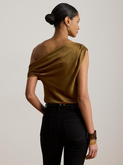Lauren Ralph Lauren Kinthea Sleeveless Satin Blouse, Tobacco Bronze - view 2, Tobacco Bronze