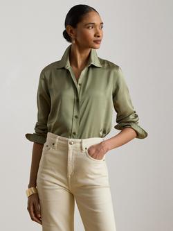 Lauren Ralph Lauren Satin Shirt, Light Agave, Light Agave