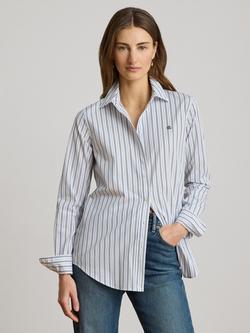 Lauren Ralph Lauren Striped Cotton Shirt, Blue/Multi, Blue Multi