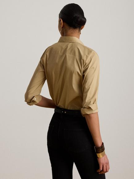 Lauren Ralph Lauren Stretch Cotton Blend Shirt, Birch Tan - view 2, Birch Tan