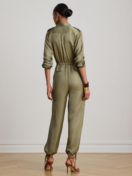 Lauren Ralph Lauren Cargo Jumpsuit, Light Agave - view 2, Light Agave