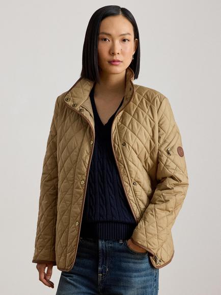 Lauren Ralph Lauren Quilted Insulated Funnel Neck Coat, Light Brown, Light Brown