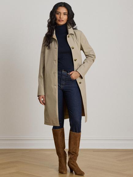 Lauren Ralph Lauren Mini Check Trench Coat, Brown Mini Check, Brown Mini Check