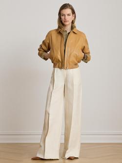 Lauren Ralph Lauren Leather Bomber Jacket, Caramel, Caramel