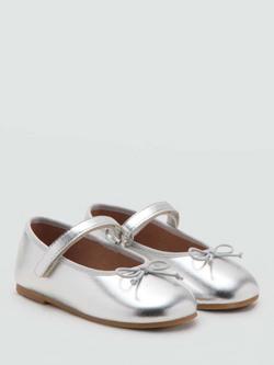 Mango Kids' Mary Jane Bow Detail Ballet Flat Shoes - view 2, Silver