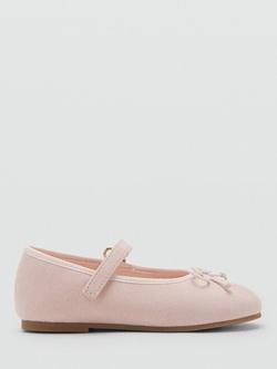 Mango Kids' Mary Jane Bow Detail Ballet Flat Shoes, Light Pink, Light Pink