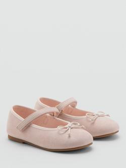 Mango Kids' Mary Jane Bow Detail Ballet Flat Shoes, Light Pink - view 2, Light Pink