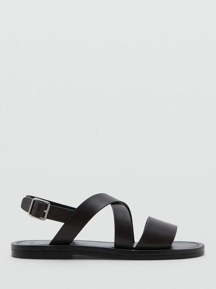Mango Leather Cushioned Footbed Sandals, Brown, Brown