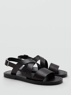 Mango Leather Cushioned Footbed Sandals, Brown - view 2, Brown