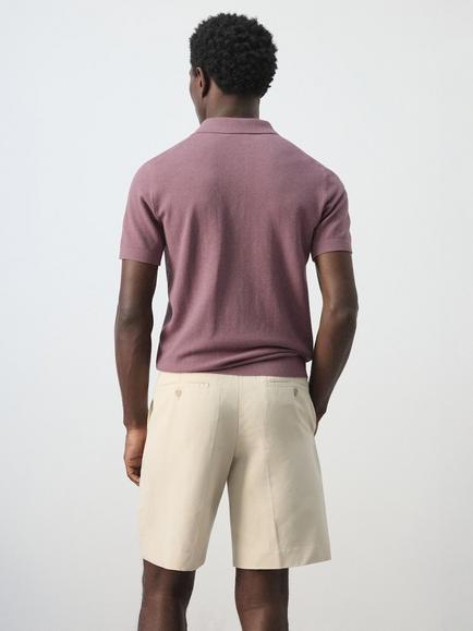 Mango Fine Knit Polo Shirt, Damson - view 2, Damson