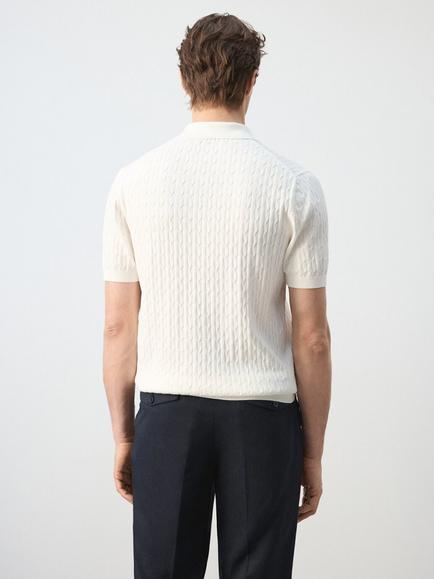 Mango Cotton Regular Fit Short Sleeve Knit Polo Shirt - view 2, Off White