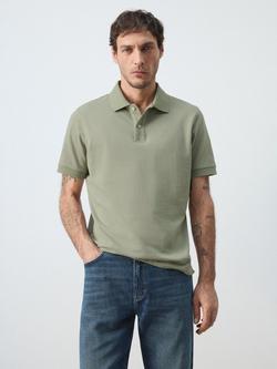 Mango Short Sleeve Cotton Polo Shirt, Mint, Mint