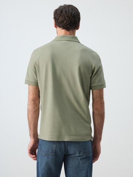Mango Short Sleeve Cotton Polo Shirt, Mint - view 2, Mint