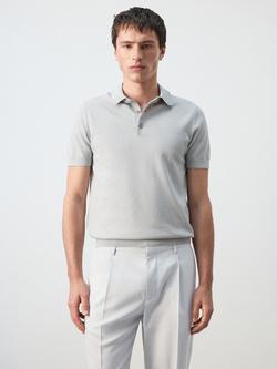 Mango Regular Fit Short Sleeve Cotton Polo Shirt, Ice, Ice