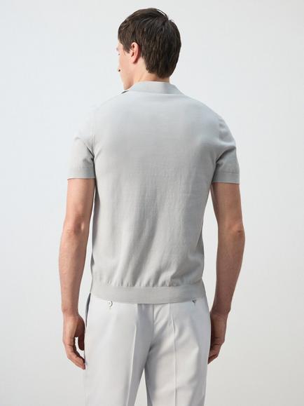 Mango Regular Fit Short Sleeve Cotton Polo Shirt, Ice - view 2, Ice