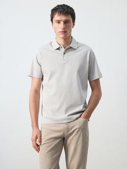 Mango Regular Fit Short Sleeve Cotton Polo Shirt, Ice, Ice