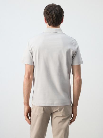 Mango Regular Fit Short Sleeve Cotton Polo Shirt, Ice - view 2, Ice