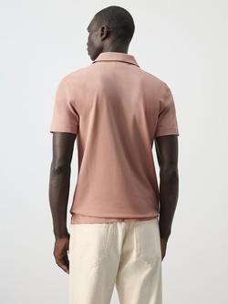 Mango Short Sleeve Regular Fit Cotton Polo Shirt - view 2, Peach