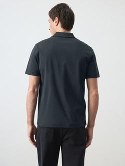 Mango Two Button Collar Regular Fit Cotton Polo Shirt, Navy - view 2, Navy