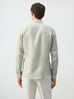 Mango Washed Stripe Regular Fit Long Sleeve Cotton Shirt, Khaki - view 2, Khaki