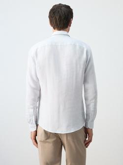 Mango Linen Regular Fit Shirt, Sky Blue - view 2, Sky Blue