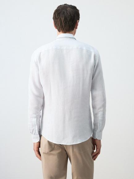 Mango Linen Regular Fit Shirt, Sky Blue - view 2, Sky Blue
