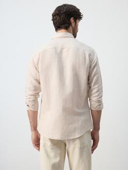 Mango Linen Blend Regular Fit Shirt, Beige - view 2, Beige