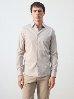Mango Stripe Regular Fit Long Sleeve Cotton Shirt, Sand, Sand