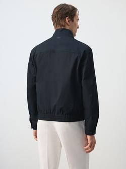 Mango Essentials Water Repellent Bomber Jacket, Navy - view 2, Navy