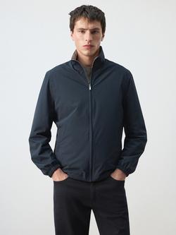 Mango Reversible Harrington Jacket, Navy, Navy