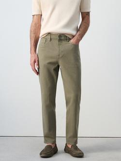 Mango Slim Tapered Fit Cropped Jeans, Khaki