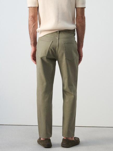 Mango Slim Tapered Fit Cropped Jeans - view 2, Khaki