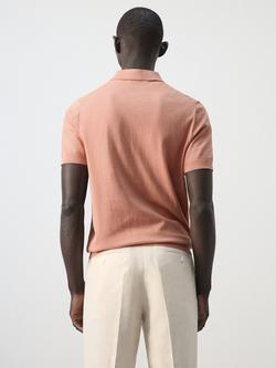 Mango Cotton Regular Fit Fine Knit Polo Shirt - view 2, Peach