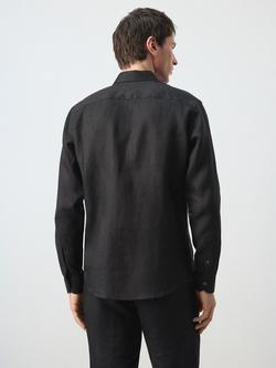 Mango Linen Regular Fit Shirt, Black - view 2, Black