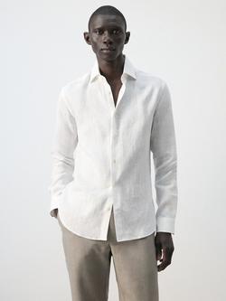 Mango Linen Slim Fit Shirt, White