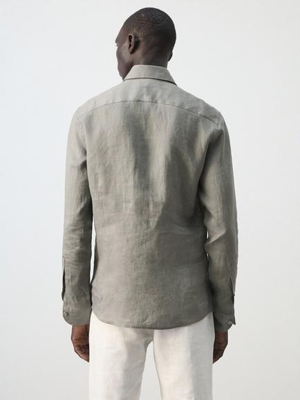 Mango Linen Slim Fit Shirt - view 2, Taupe