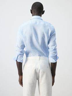 Mango Linen Slim Fit Shirt - view 2, Sky Blue
