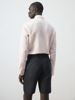 Mango Striped Linen Regular Fit Shirt, Peach - view 2, Peach