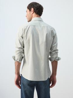 Mango Stripe Long Sleeve Cotton Shirt - view 2, Pastel Green