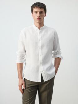 Mango Linen Shirt, White, White