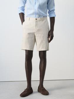 Mango Tailored Linen Shorts, Raw, Raw