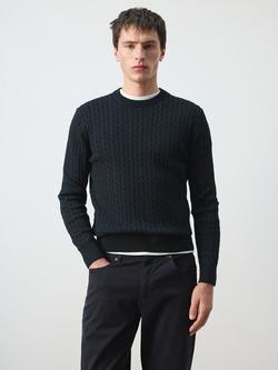Mango Cotton Cable Knit Jumper, Midnight Blue, Midnight Blue