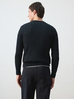 Mango Cotton Cable Knit Jumper, Midnight Blue - view 2, Midnight Blue