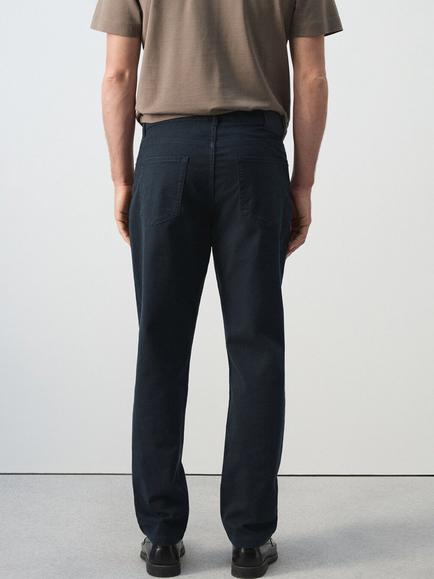 Mango Straight Fit Cotton Chinos, Navy - view 2, Navy