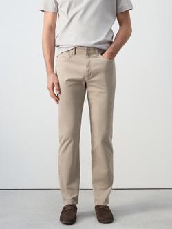 Mango Straight Leg Cotton Blend Chinos, Beige, Beige
