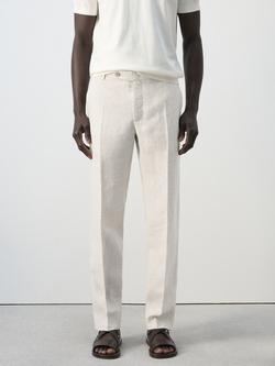 Mango Tailored Linen Trousers, Raw, Raw