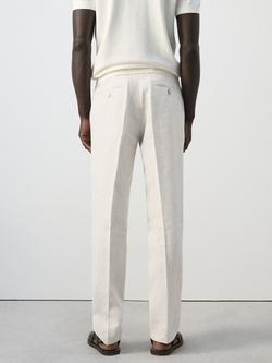 Mango Tailored Linen Trousers, Raw - view 2, Raw
